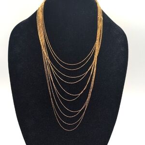 Elegant Gold Toned Multi-Strand Necklace